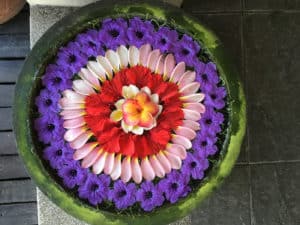 Balinese ritual of flower offerings