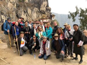 The group gathers at the Tigers Nest on their spiritual journey to Bhutan 